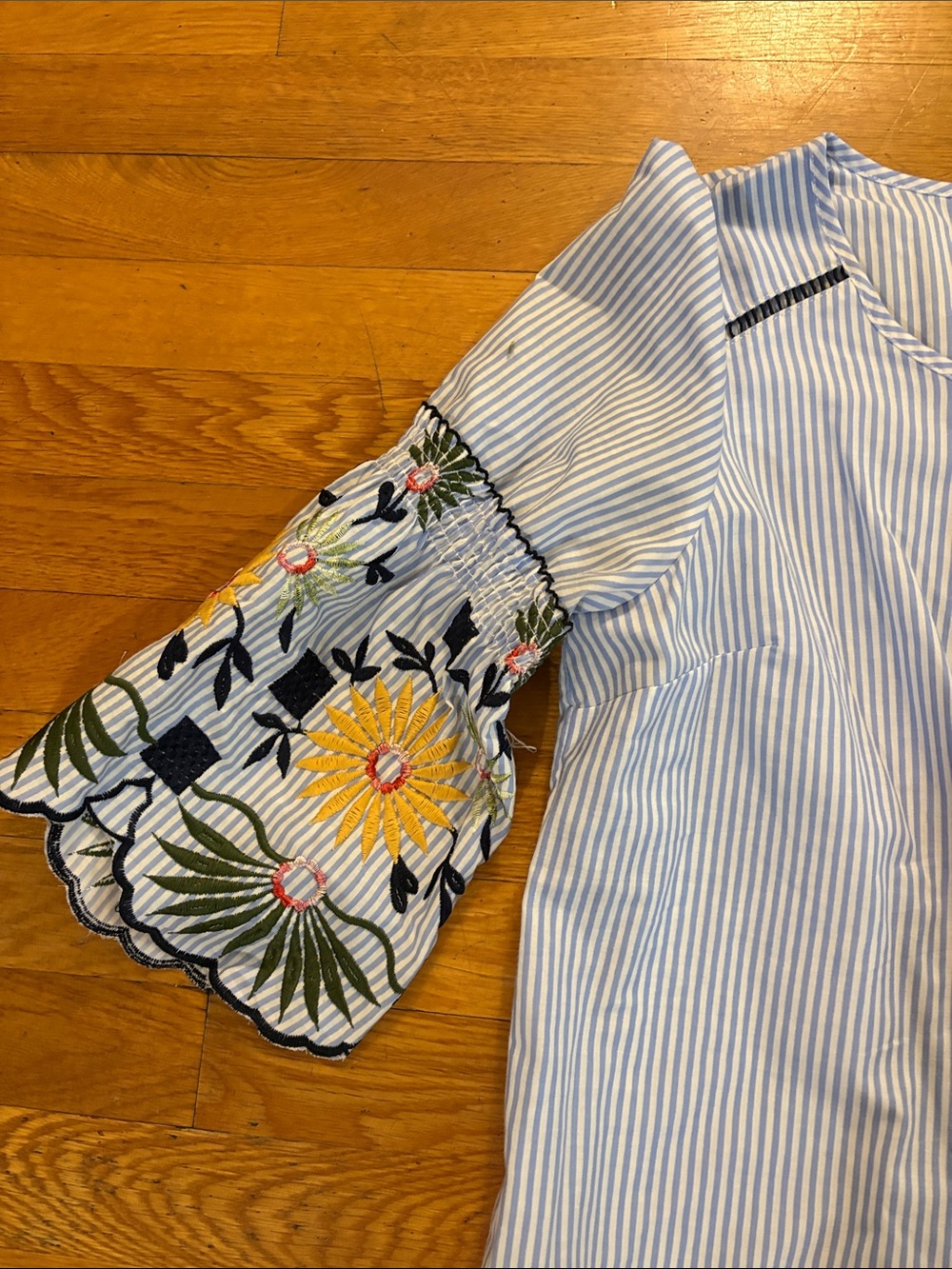 Skies Are Blue Light Blue & White Striped Sleeveless Top - Picture 4 of 4